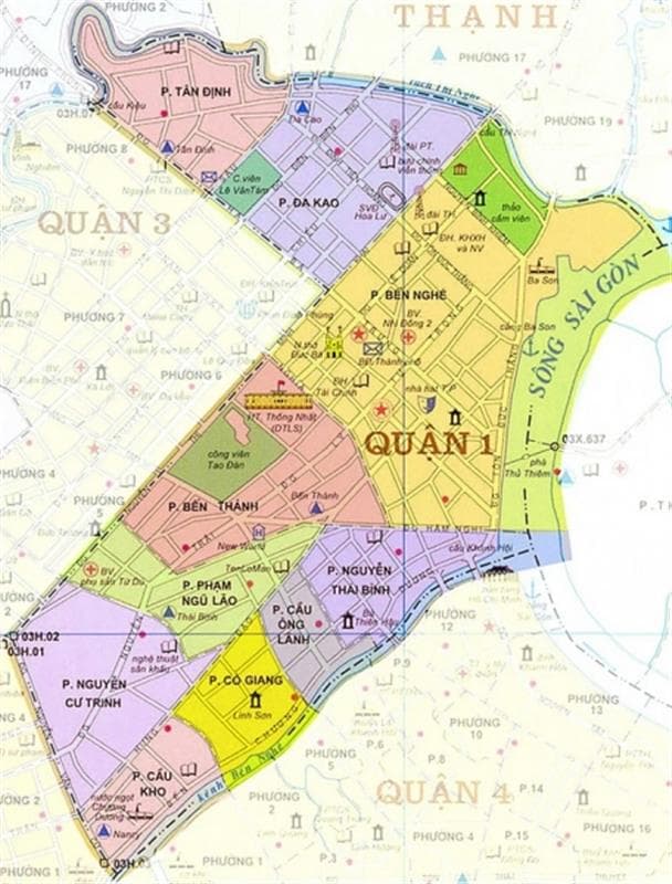 Bản đồ hành chính quận 1 TpHCM chi tiết đầy đủ nhất